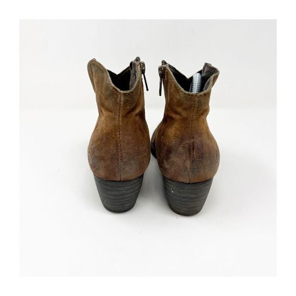 Born Michel Brown Suede Distressed Low Heel Ankle Bootie Side Zip Size 9M - Picture 8 of 8